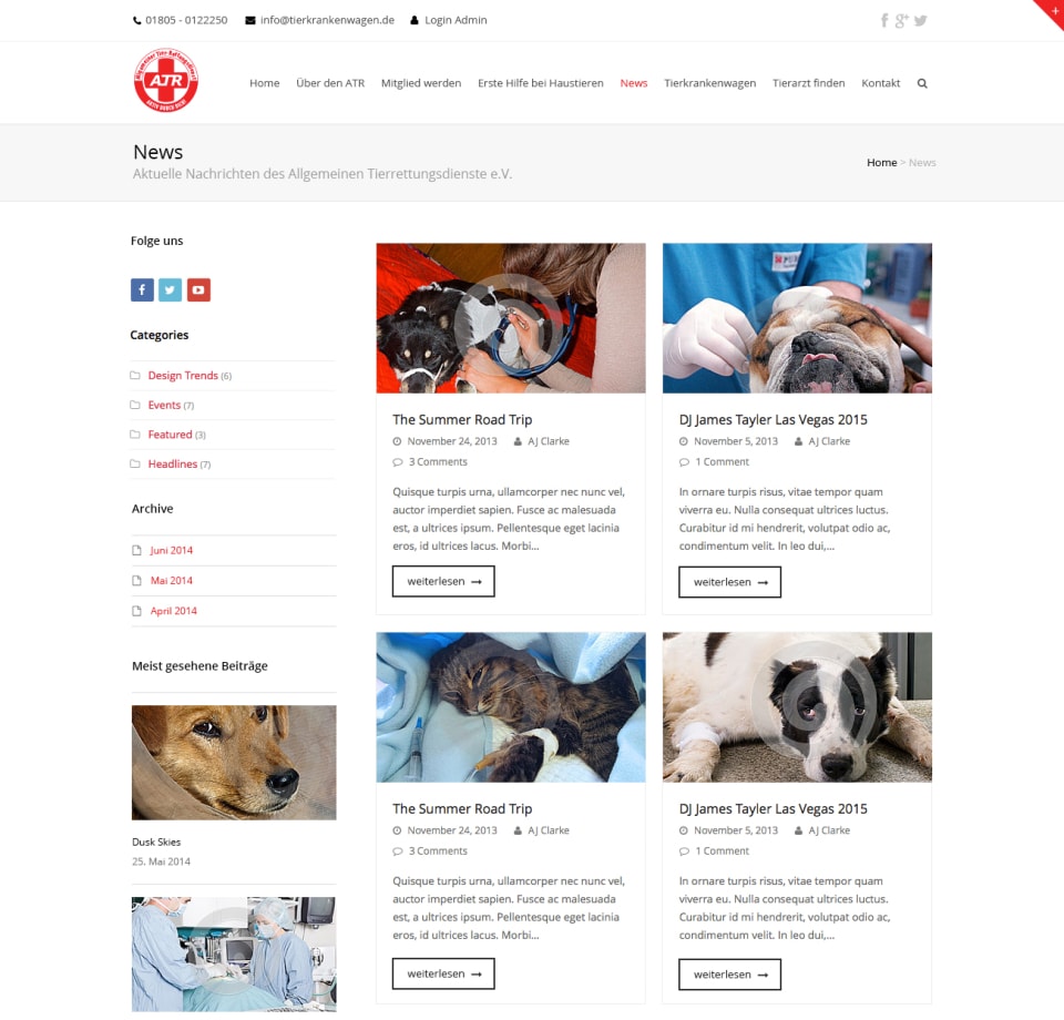 Webseite Allgemeiner Tierrettungsdienst e.V.